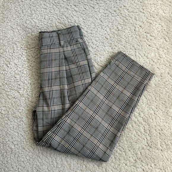 LOFT Black & Brown Plaid Pleated Trousers - XXSP - Picture 1 of 7